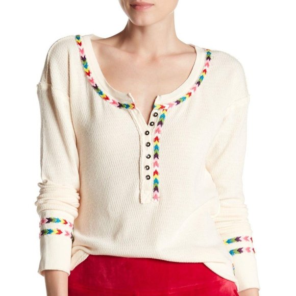 Free People Rainbow Thermal Tee M - Picture 1 of 12